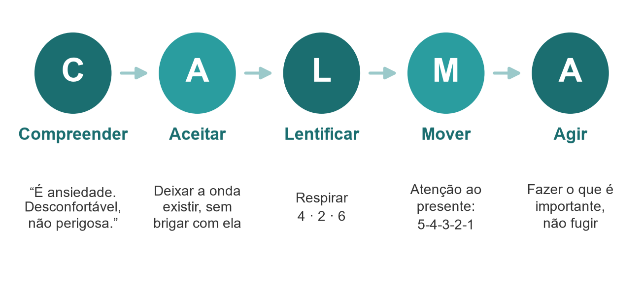 Figura do livro: os cinco passos do protocolo C.A.L.M.A.